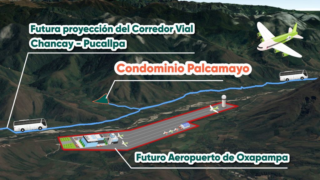 Futuro aeropuerto de Oxapampa y Corredor Vial Chancay - Pucallpa cerca al proyecto inmoniliario Pacalmayo